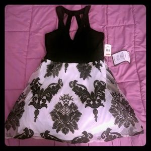 Formal black and white mini dress